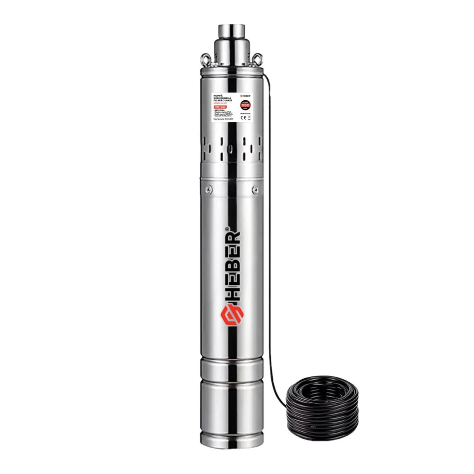 Pompa submersibila HEBER 1100W, cablu 15 m, inox, 3200 l/h, refulare 80 m, 220V
