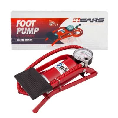 Pompa cu pedala si manometru 90717, 3 duze, adaptor ventil 1+2, presiune pana la 7 bari