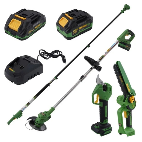 Set Gradina 7 in 1 PARTNERPRO PP-FFTP, 20V, Brushless, Foarfeca, Mini Drujba, Trimmer, Tija Telescopica
