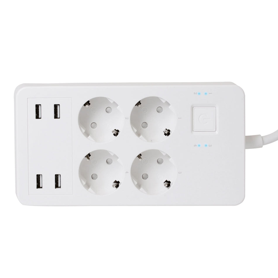 Prelungitor smart cu 4 prize si 4 USB, control WiFi TUYA, 3680W, cablu 1.5 m, NV 4 WIFI