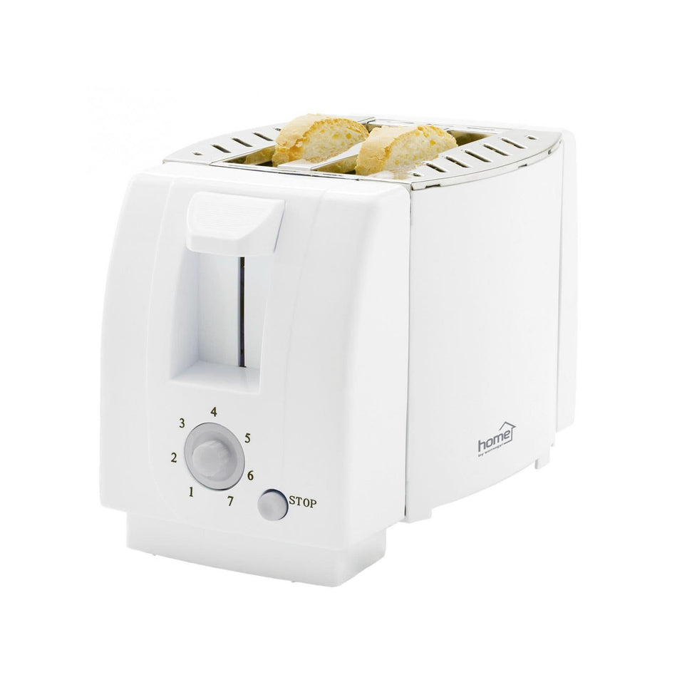 Prajitor de paine HG KP 01, 750W, 2 felii, alb, 7 trepte, functie STOP, tavita firimituri