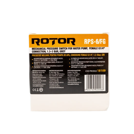 Presostat Mecanic ROTOR RPS-6/FG, 1.3-3 bari, G1/4, pentru pompa apa