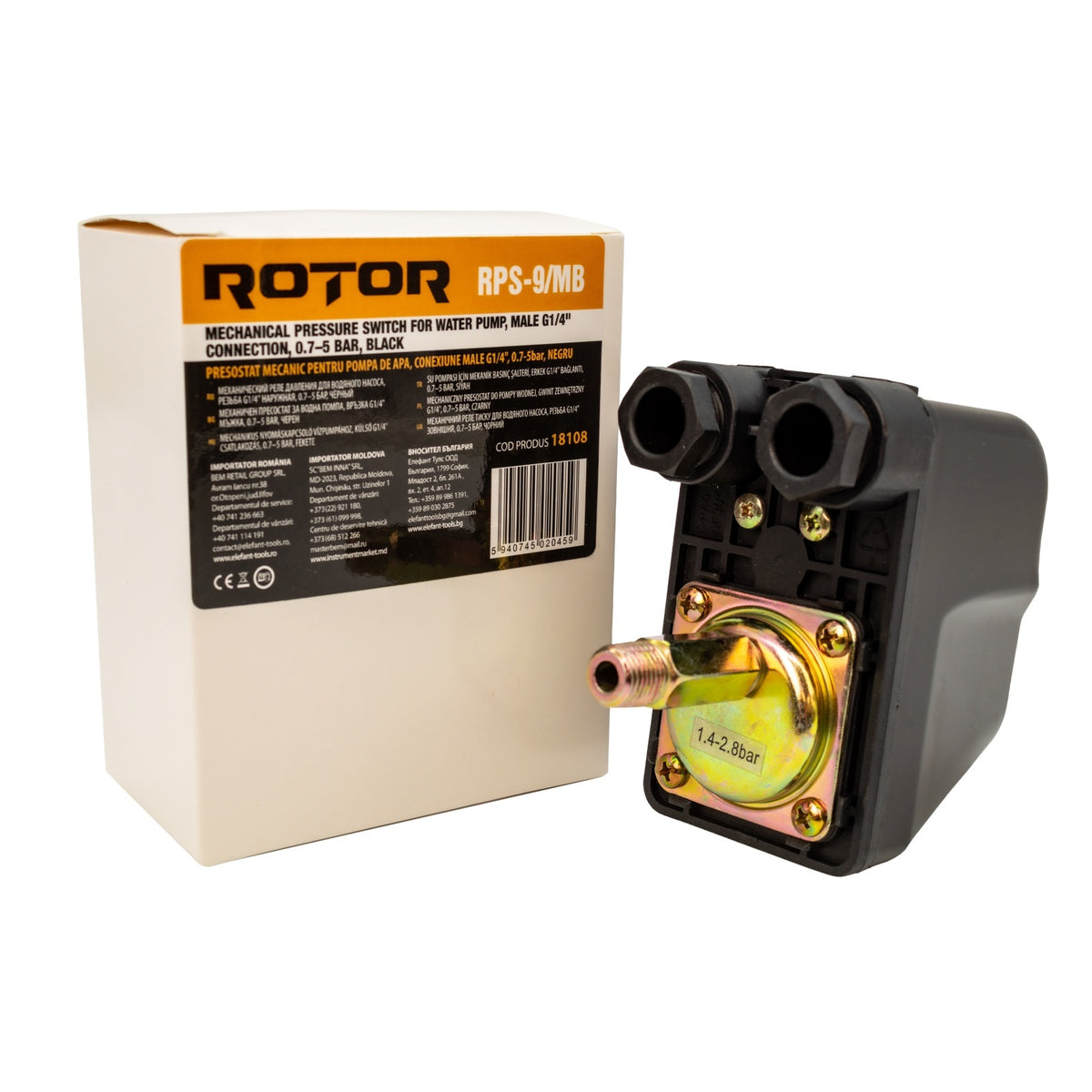 Presostat Mecanic ROTOR RPS-9/MB, 0.7-5 bari, G1/4, pentru pompa apa