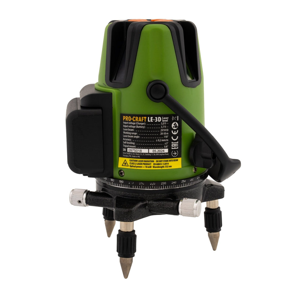 Nivela laser PROCRAFT LE-3D, 15 m, 3 linii, nivelare automata, clasa 2