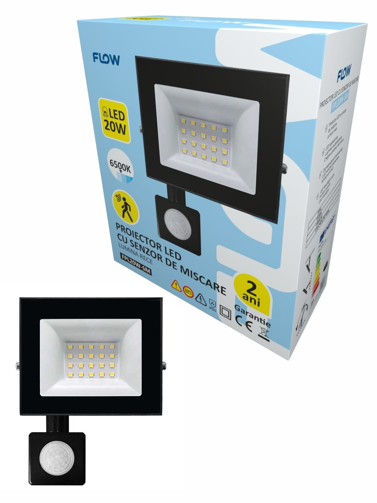 PROIECTOR LED CU SENZOR DE MIȘCARE 20W 6500K LUMINĂ RECE FLOW FPL20W-SM