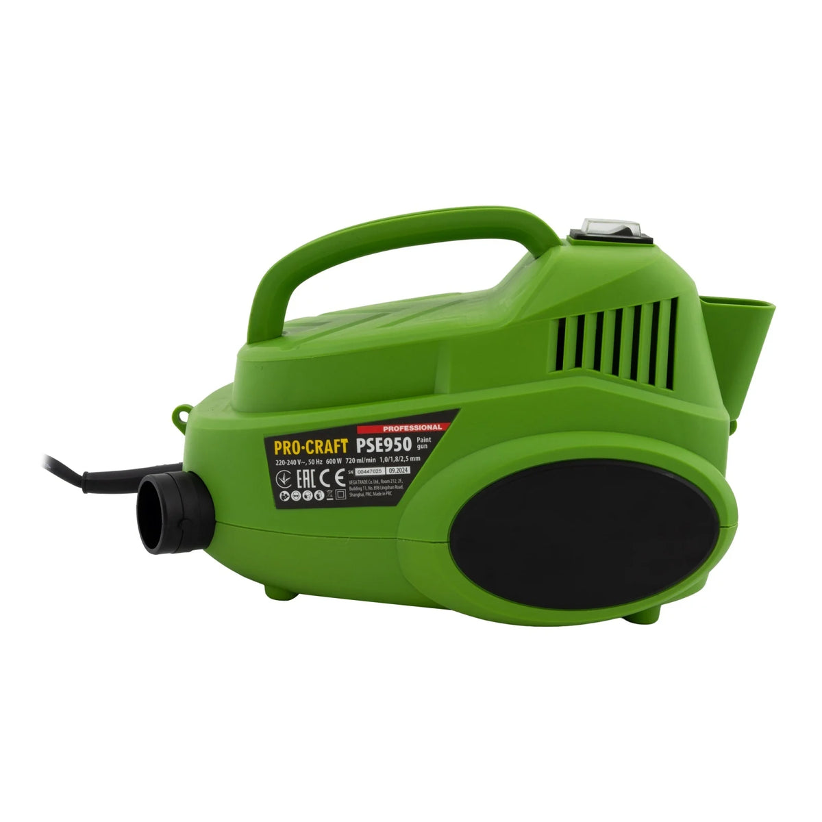 Pistol de vopsit electric Procraft PSE950, 600W, rezervor 800 ml, 3 duze