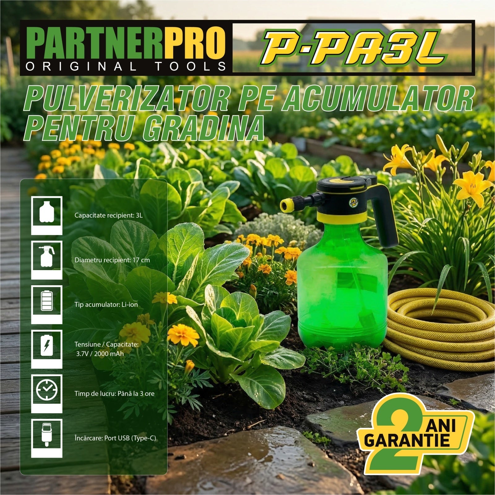 Pulverizator acumulator PartnerPro P-PA3L, 3L, 3 bar