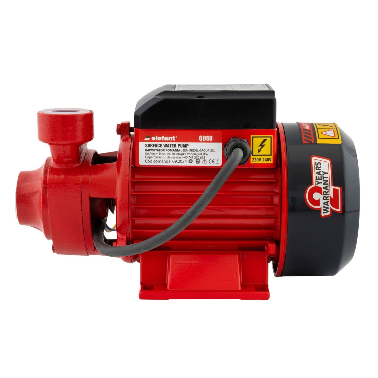 Pompa de suprafata periferica 370W, 2900rpm, 35 L/min, 35m inaltime, 9m adancime aspirare, IPX4