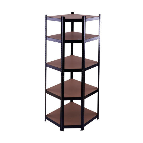 Raft de colț negru 70x45x180 cm pentru depozitare ROTOR