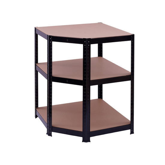 Raft de colț negru 70x45x180 cm pentru depozitare ROTOR