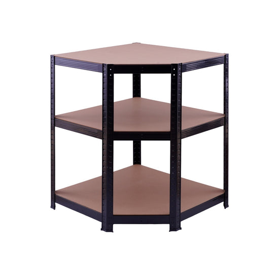 Raft de colț negru 70x45x180 cm pentru depozitare ROTOR