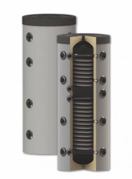 Rezervor de acumulare puffer pentru agent termic, cu doua serpentine PS2 150L