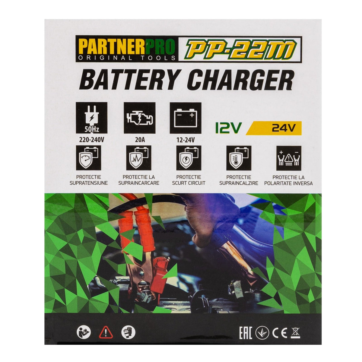 Redresor Auto PartnerPro PP-22M, 12/24V, 220V, pentru baterie auto si camion