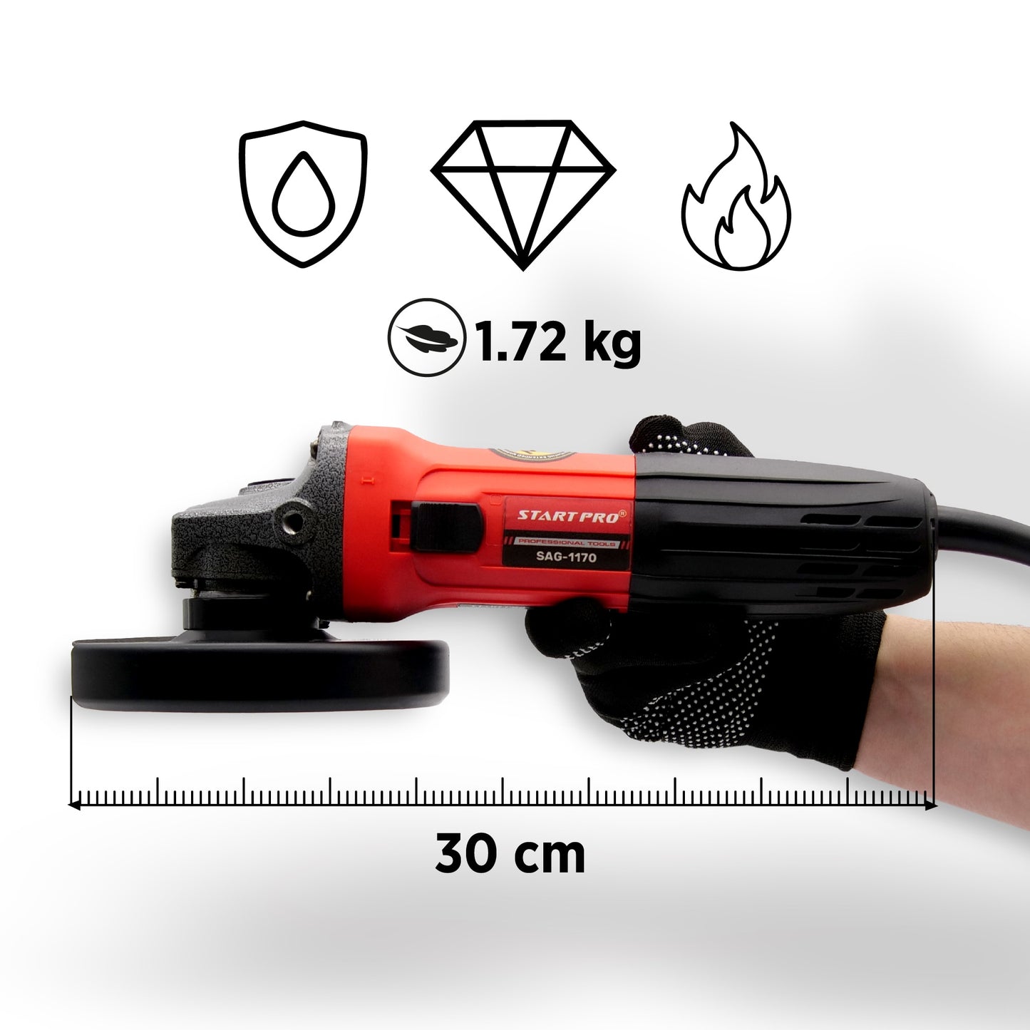 Polizor unghiular STARTPRO SAG-1170B 720W, 11000RPM, 125mm, M14, soft start, anti-restart