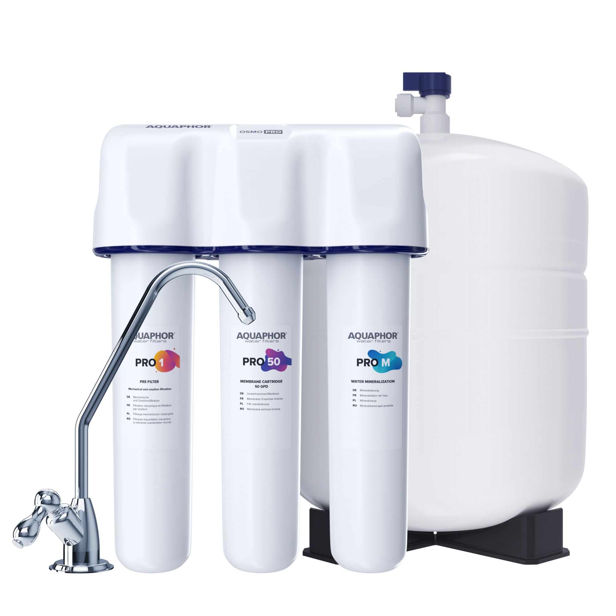 Filtru de apa potabila Aquaphor OSMO PRO 50, montare sub chiuveta, 2-3 l/min, rezervor 10 l