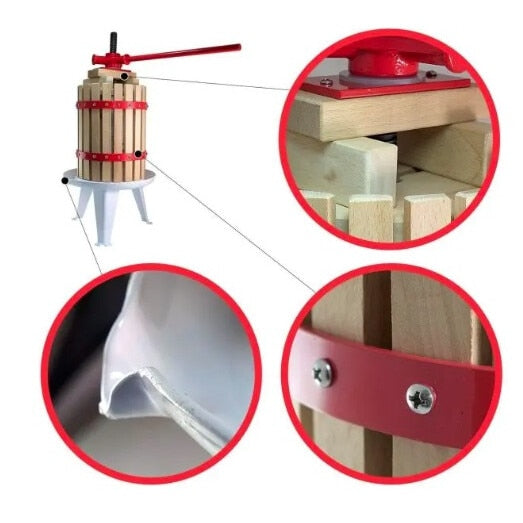 Pachet Teasc manual FP-6 6L lemn de stejar + sac filtru 6L pentru fructe si struguri