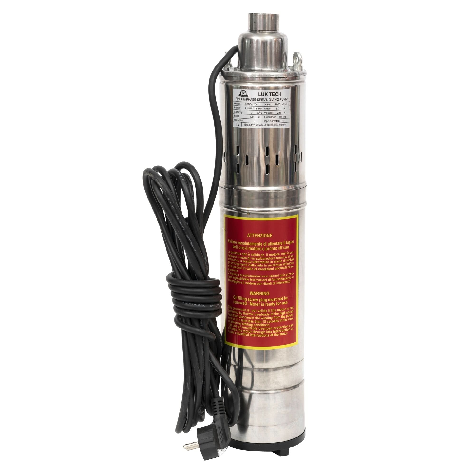 Pompa submersibila, Fermax, QGD120 , 1.1 kW, Inox, 3 m³/h, 120 m