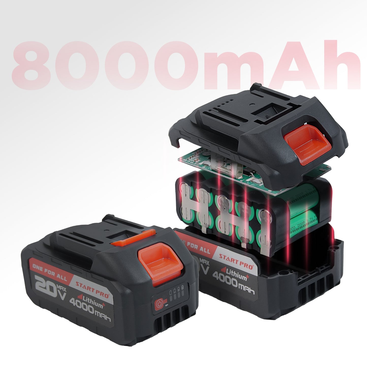 Motocoasa cu acumulator PROFESIONALA StartPro 40V, 8000rpm, 2 baterii 4Ah, 420mm, lama + fir