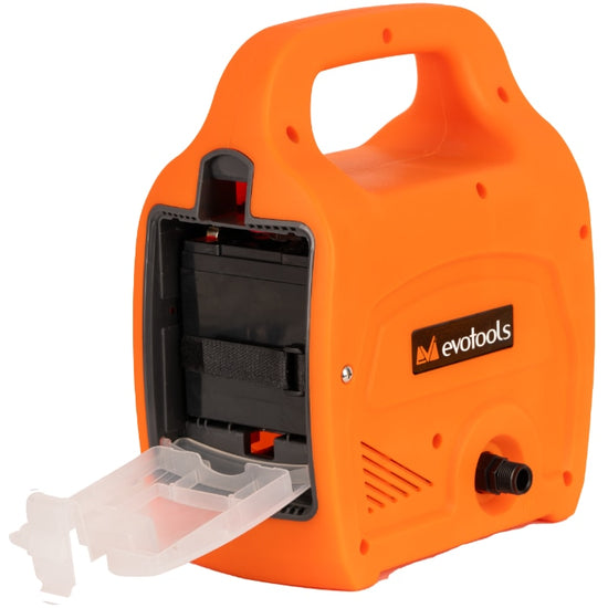 Pompa de presiune pentru stropit Evotools, 12V 12Ah, 7 bar, furtun 10 m, pistol alama