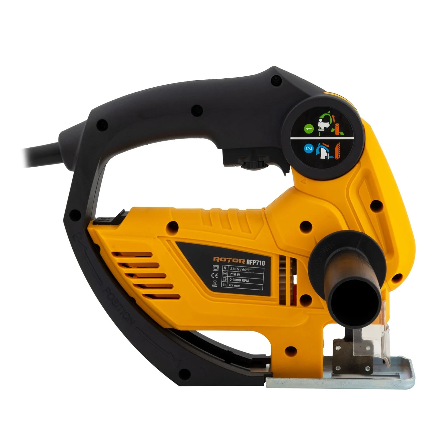 Fierastrau pendular + sabie 2in1 Rotor RFP710, 710W, 3000 rpm, taiere lemn 65 mm, otel 8 mm