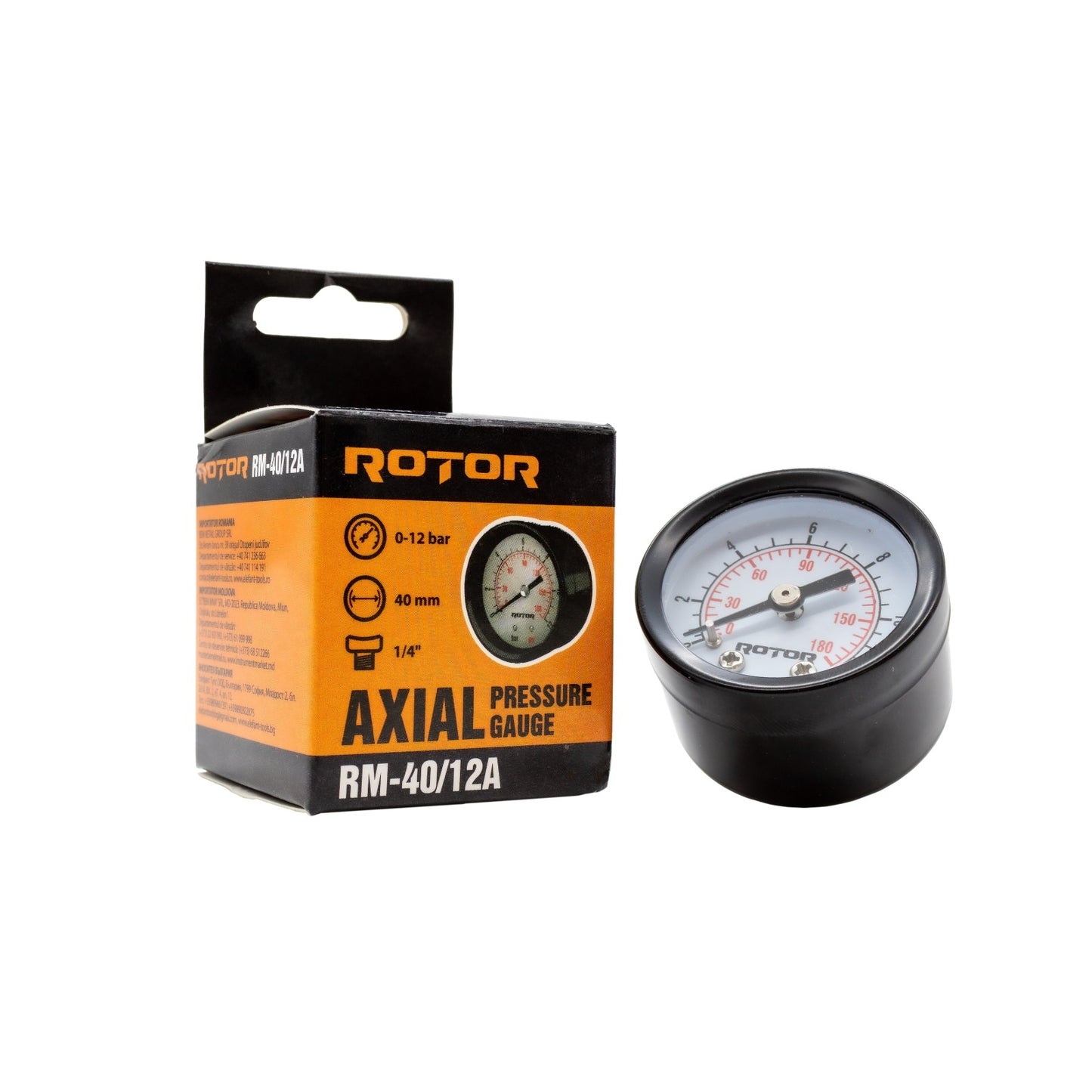 Manometru axial apa ROTOR RM-40/12A, 40 mm, 1/4