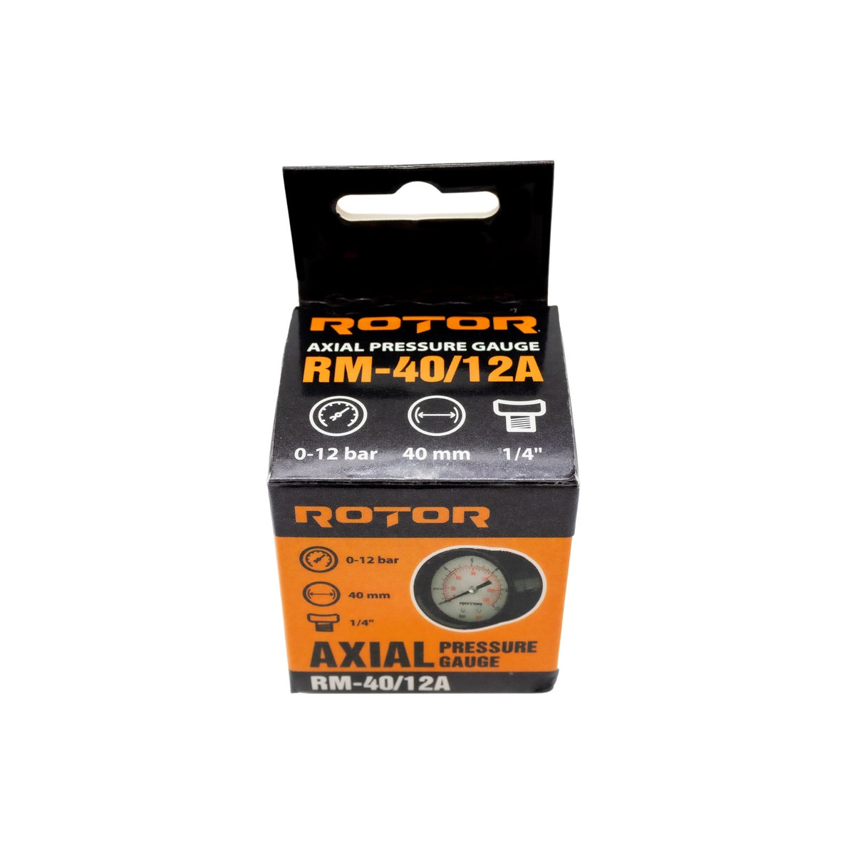 Manometru Axial Apa ROTOR RM-40/12A, 0-12 bari, 40mm, conexiune 1/4