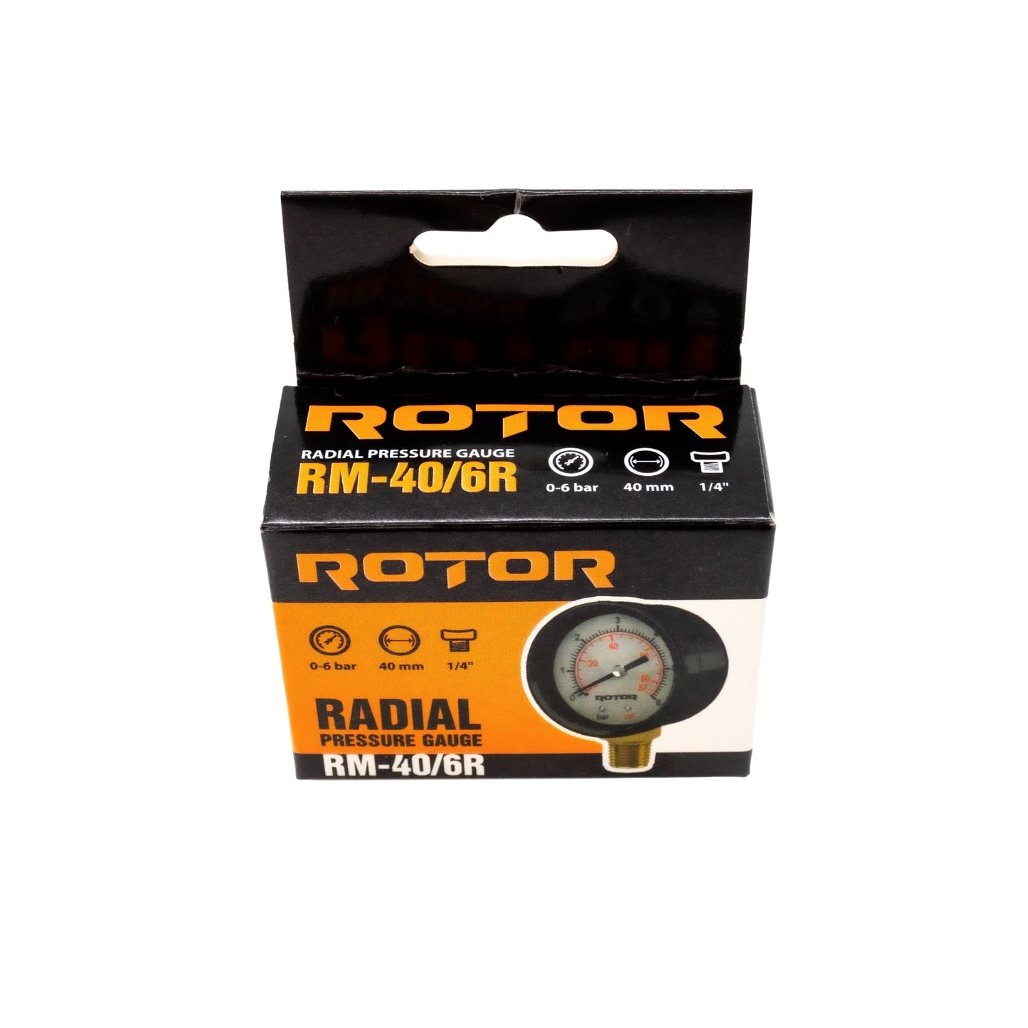 RM-40/6R, Manometru radial, apa 0-6 bar, 40 mm, conexiune 1/4", ROTOR