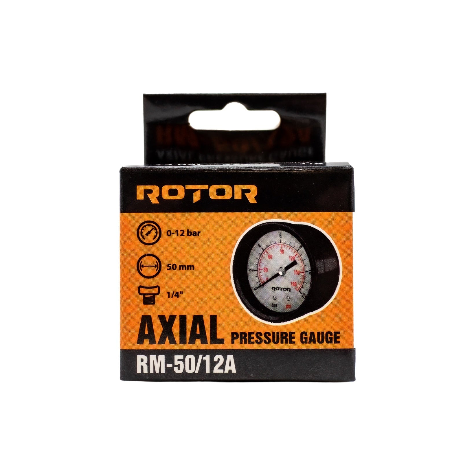 Manometru Axial Apa ROTOR RM-50/12A, 0-12 bari, 50mm, conexiune 1/4