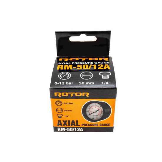 Manometru Axial Apa ROTOR RM-50/12A, 0-12 bari, 50mm, conexiune 1/4