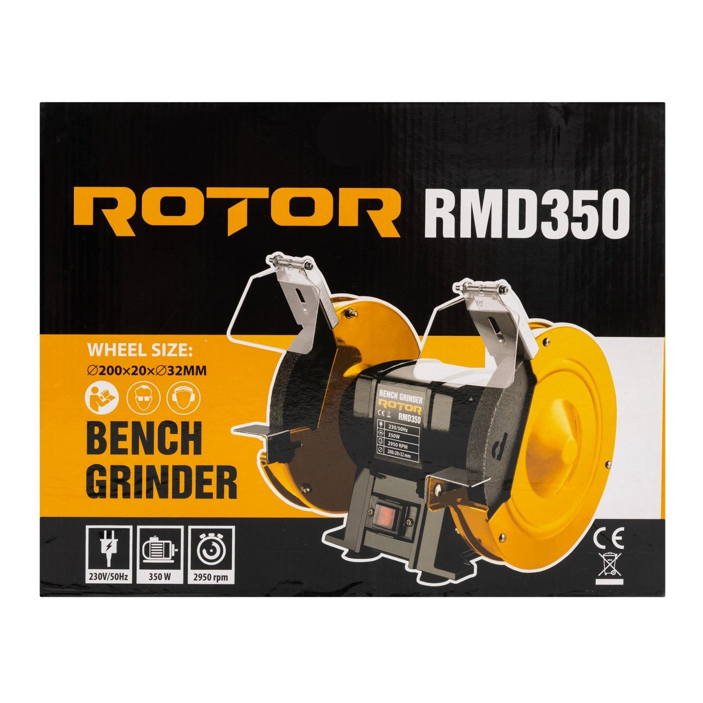 Polizor de banc ROTOR RMD350, 350W, 2950 rpm, disc 200 mm