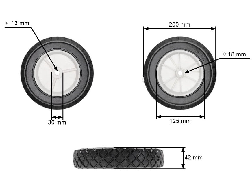 Roata masina tuns gazon 203mm x 45mm 203mm / 45mm OEM