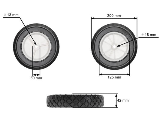 Roata masina tuns gazon 203mm x 45mm 203mm / 45mm OEM