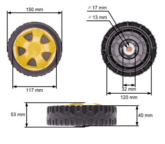 Roata masina tuns gazon universala 150mm