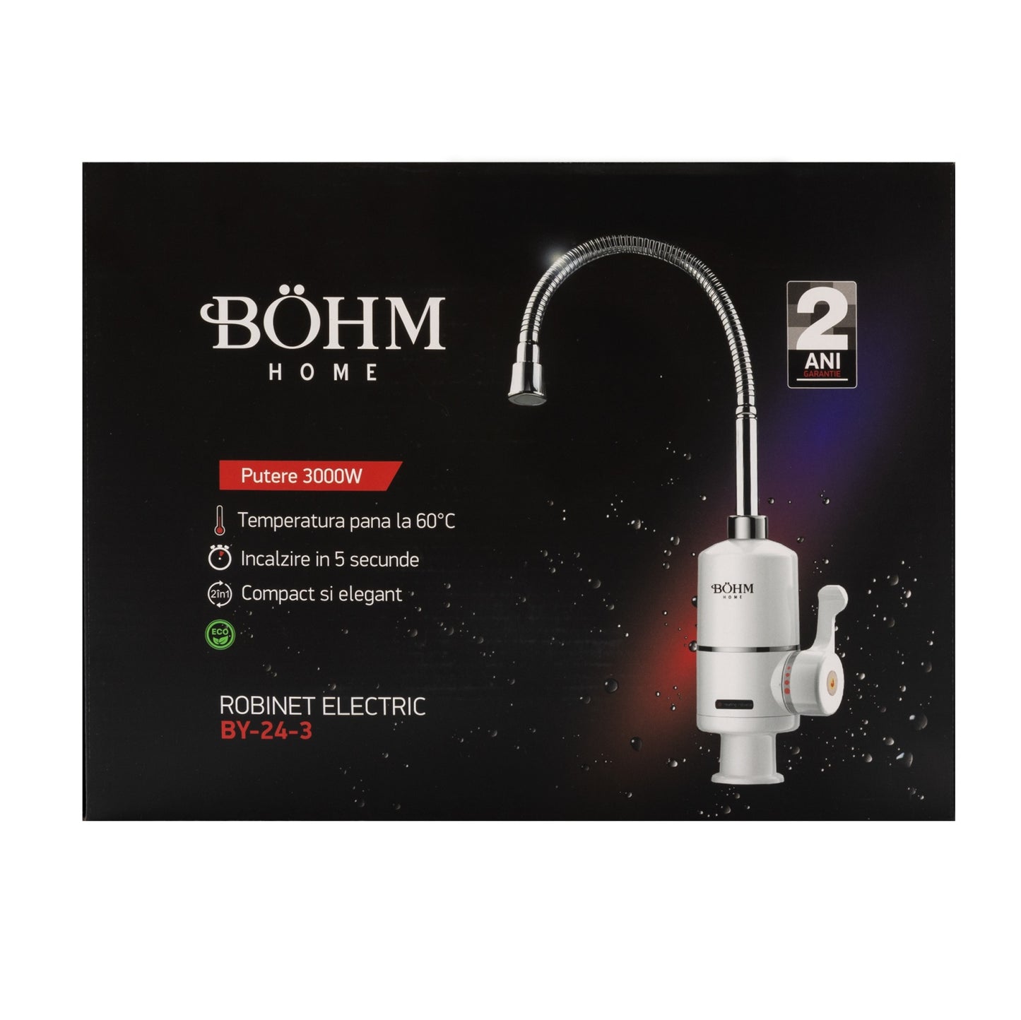 Robinet Electric Instant Bohm BY-24-3, 3000W, pipa flexibila, apa calda instant - detaliu 2