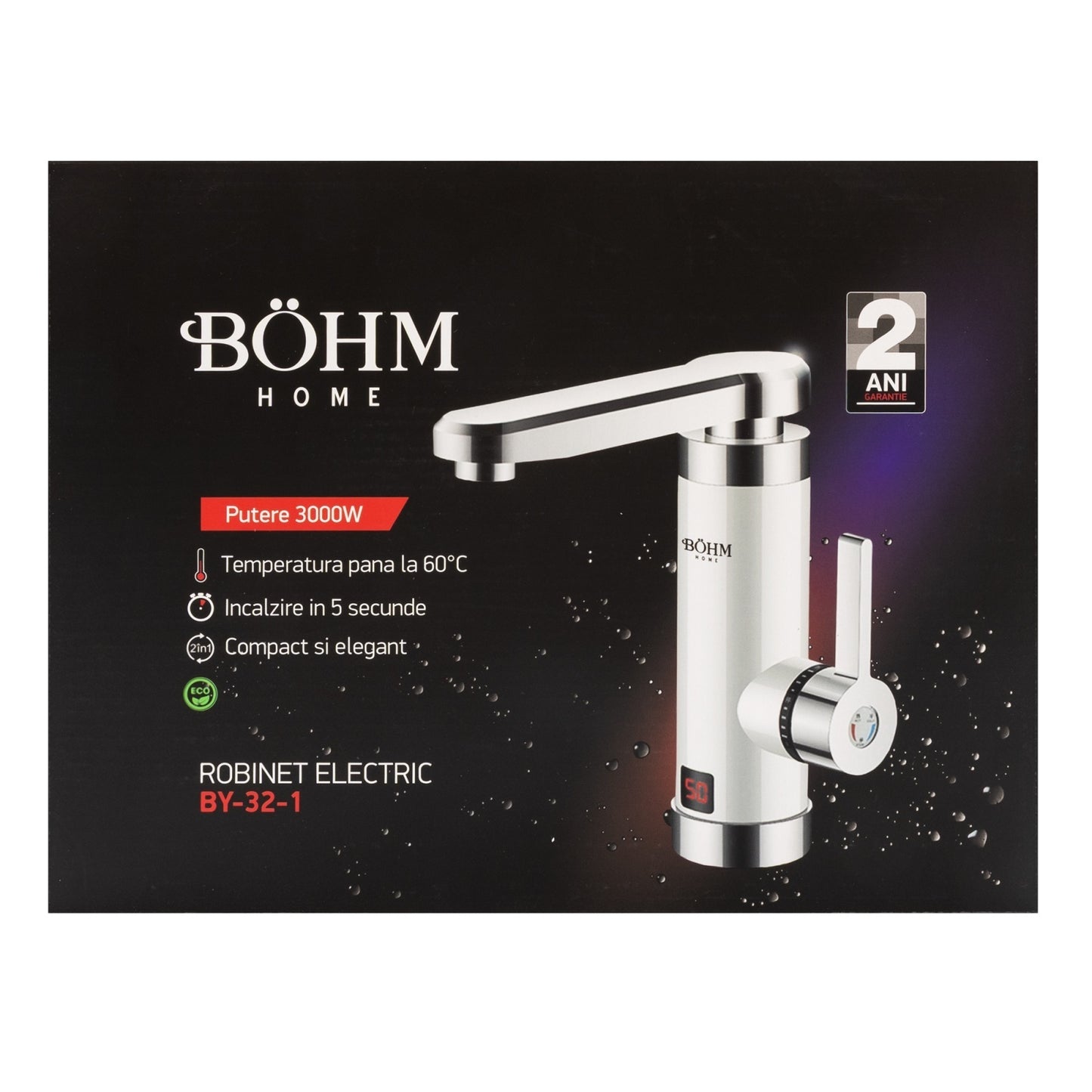 Robinet Electric Instant Bohm BY-32-1, 3000W, afisaj digital, pipa rotativa - detaliu 3