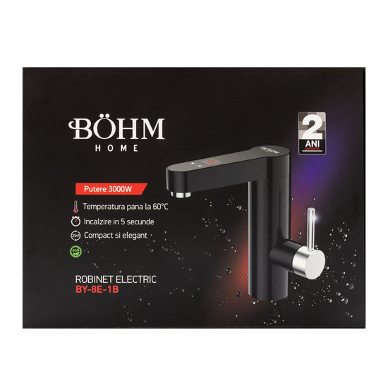 Robinet Electric Instant Bohm BY-8E-1B, 3000W, negru, afisaj digital, compact - detaliu 2