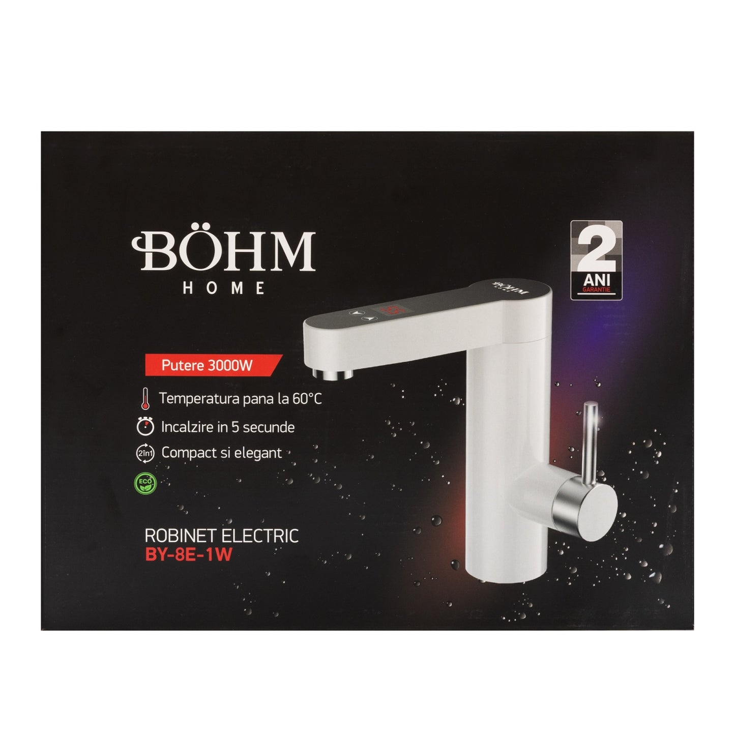 Robinet Electric Instant Bohm BY-8E-1W, 3000W, alb, afisaj digital, compact - detaliu 2