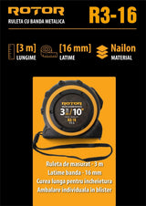 Ruleta ROTOR R3-16, 3m x 16mm, auto-blocare