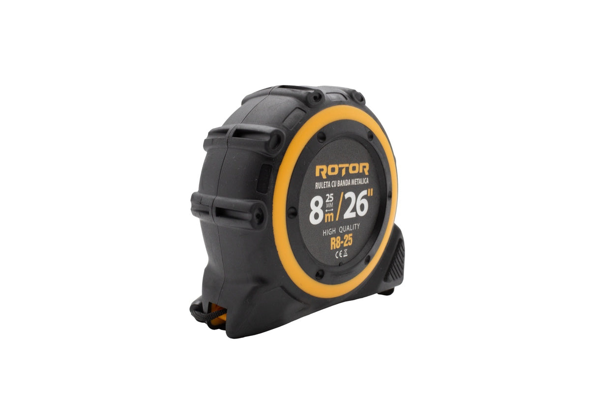 Ruletă 8m x 25mm ROTOR R8-25, Curea de mână, Auto-blocare