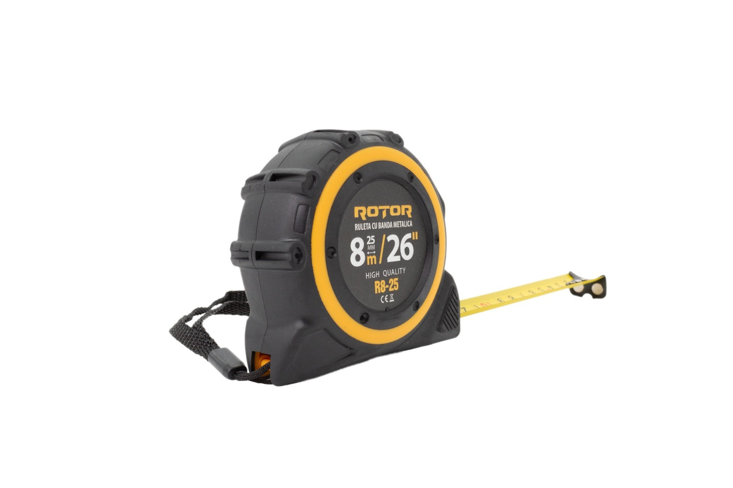 Ruletă 8m x 25mm ROTOR R8-25, Curea de mână, Auto-blocare