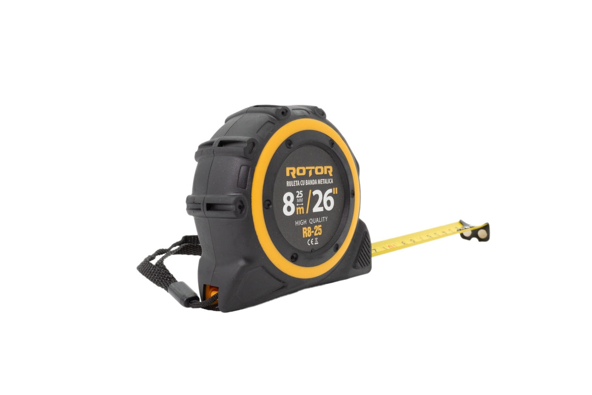 Ruletă 8m x 25mm ROTOR R8-25, Curea de mână, Auto-blocare