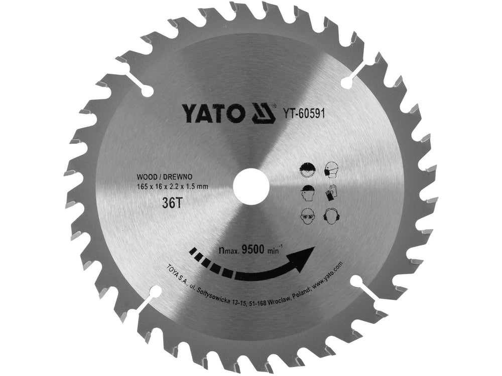 Disc Circular Lemn 165mm 36T 16mm TCT Yato YT-60591
