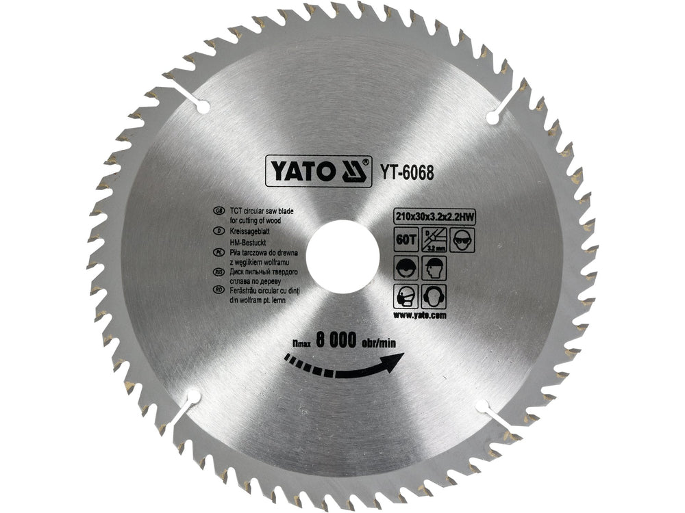 Disc Circular Lemn 210mm 60T 30mm TCT Yato YT-6068