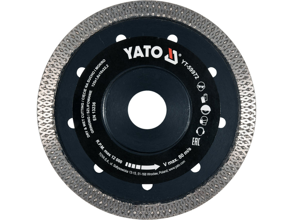 Disc Diamantat 125mm 22.2mm Uscat Umed Gresie Yato YT-59972
