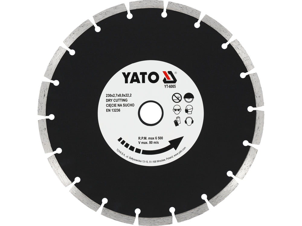 Disc Diamantat Segmentat 230mm 22.2mm Beton Caramida Yato YT-6005