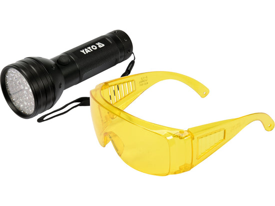 Kit lanterna LED UV cu ochelari 51 LED 395nm Yato YT-08581