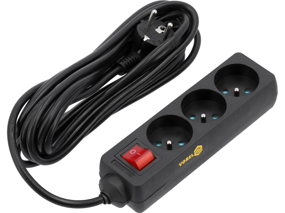 Prelungitor 3 prize 5m cu intrerupator - Vorel 72627