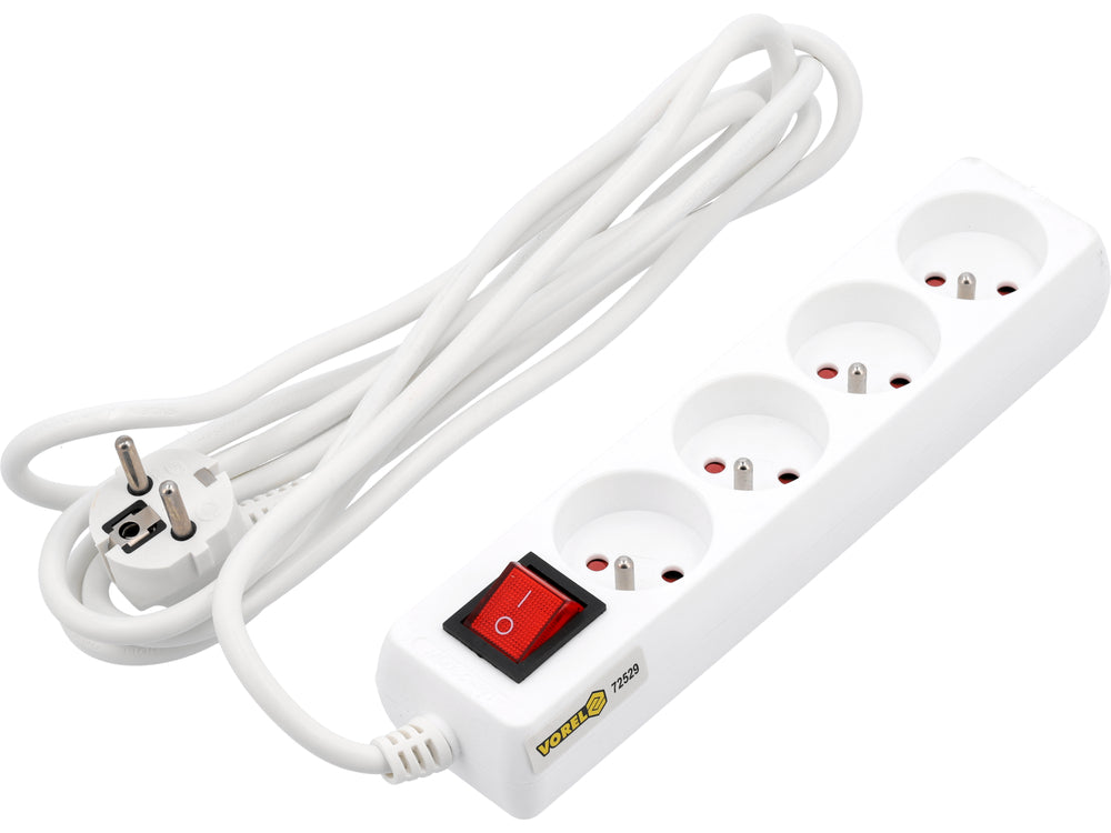 Prelungitor 4 prize impamantare intrerupator 3m alb Vorel 72529