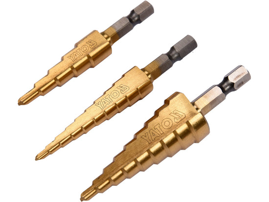 Set 3 Burghie in Trepte 3-20mm HSS-TiN Yato YT-44731