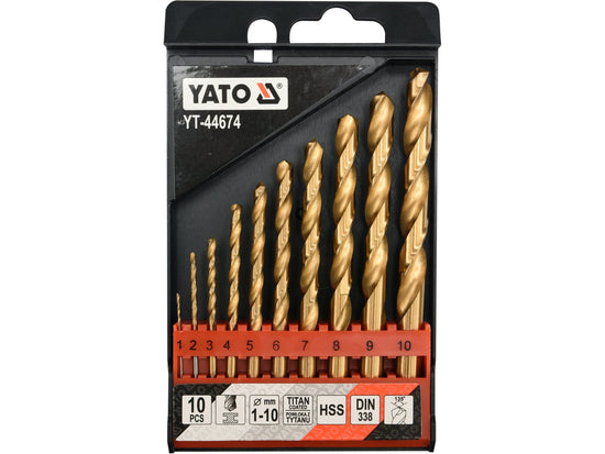 Set Burghie Metal HSS-TiN 1-10mm 10 Buc DIN338 Yato YT-44674